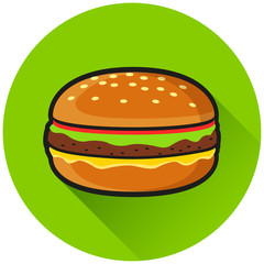 burger circle flat green icon