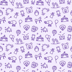 Circus seamless background in linear style
