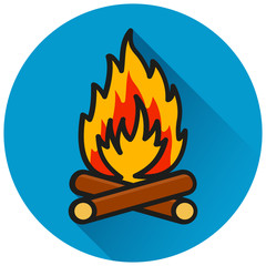 fire circle flat blue icon