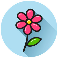 flower circle flat blue icon