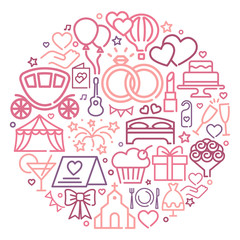 Wedding line icons