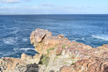 Beautiful beach at cliff walk in Hermanus in South Africa
