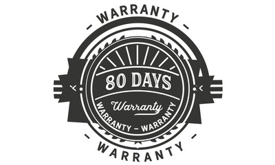80 days warranty icon vintage rubber stamp guarantee