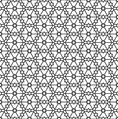 Seamless pattern in black and white in average lines.Based on arabic geometric patterns.