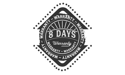 8 days warranty icon vintage rubber stamp guarantee