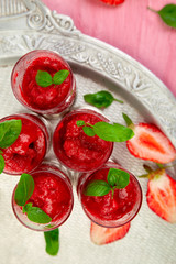 Summer refreshing strawberry granita