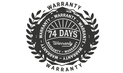 74 days warranty icon vintage rubber stamp guarantee