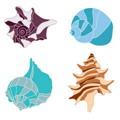 Abstract sea shells set.