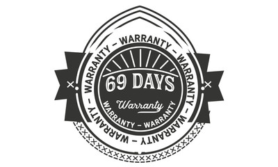69 days warranty icon vintage rubber stamp guarantee