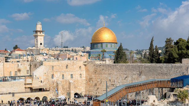 Jerusalem Old City, panoramic view of Temple Mount, Israel. 