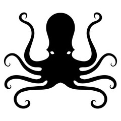 Octopus Icon Isolated. Stilized Logo Design. Sea Food Symbol.
