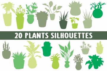 20 Plants Silhouettes various design set