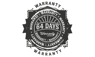 64 days warranty icon vintage rubber stamp guarantee