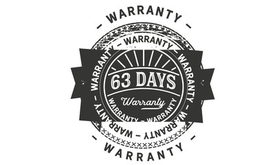 63 days warranty icon vintage rubber stamp guarantee