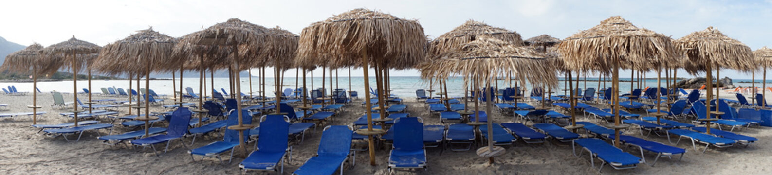 Beds and umbrelas on the beach