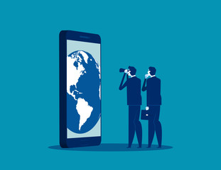 Business team education for to the global business. Concept business global knowledge vector illustration, Flat business cartoon design, Marketing , Partner and Character style.