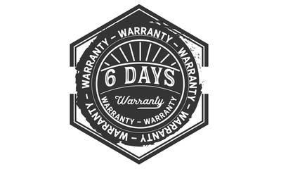 6 days warranty icon vintage rubber stamp guarantee