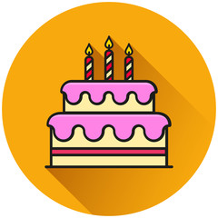 birthday cake circle icon concept