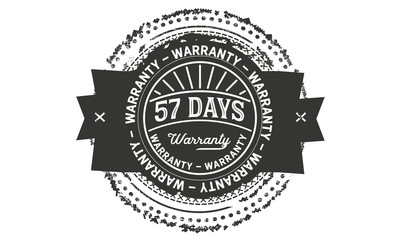 57 days warranty icon vintage rubber stamp guarantee
