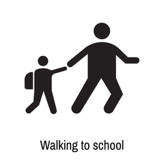 Walking to school icon vector sign and symbol isolated on white background, Walking to school logo concept