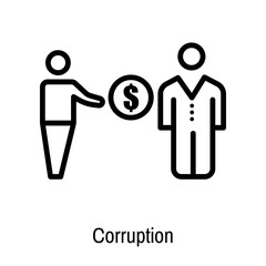 Corruption icon vector sign and symbol isolated on white background