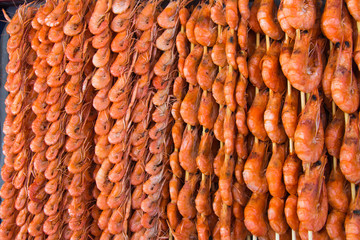 Grilled Shrimp Paste with Colorful Paint on the Background.