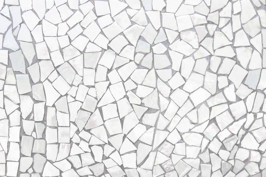 Broken tiles mosaic seamless pattern. White and Grey the tile wall high resolution real photo or brick seamless and texture interior background.