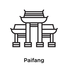 Paifang icon vector sign and symbol isolated on white background