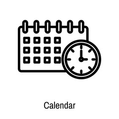 Calendar icon vector sign and symbol isolated on white background, Calendar logo concept