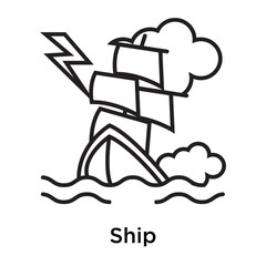 Ship icon vector sign and symbol isolated on white background, Ship logo concept