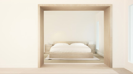 Bedroom simple design for artwork - Bedroom and empty room in apartment or hotel - 3D Rendering