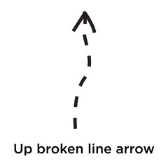 Up broken line arrow icon vector sign and symbol isolated on white background, Up broken line arrow logo concept