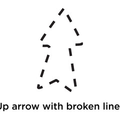 Up arrow with broken lines icon vector sign and symbol isolated on white background, Up arrow with broken lines logo concept