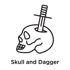 Skull and Dagger icon vector sign and symbol isolated on white background, Skull and Dagger logo concept