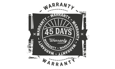 45 days warranty icon vintage rubber stamp guarantee