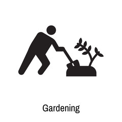 Gardening icon vector sign and symbol isolated on white background, Gardening logo concept