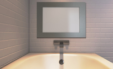 Scandinavian bathroom, classic  vintage interior design. 3D rendering
