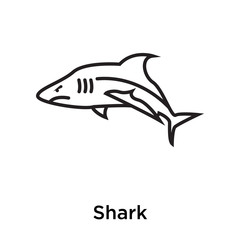 Obraz premium Shark icon vector sign and symbol isolated on white background, Shark logo concept