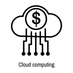 Cloud computing icon vector sign and symbol isolated on white background