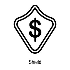 Shield icon vector sign and symbol isolated on white background, Shield logo concept