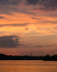 The sunset on the Alster is beautiful