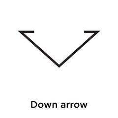 Down arrow icon vector sign and symbol isolated on white background, Down arrow logo concept