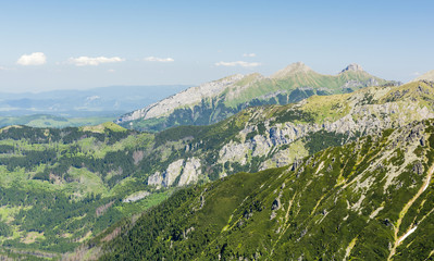 Naklejka na ściany i meble A wonderful view of the mountain peaks in the Tatras.