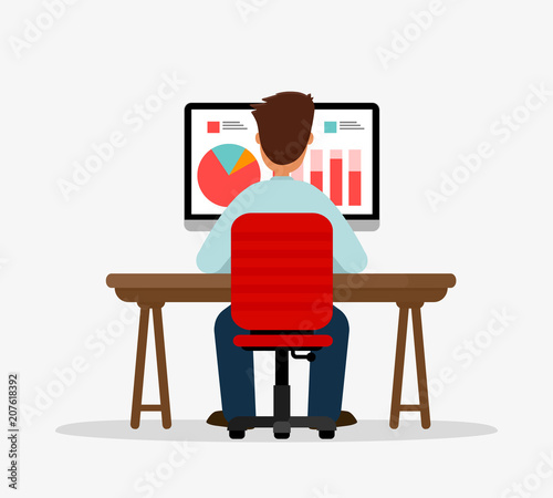 Data Analysis Analytics Businessman Sitting And Monitoring