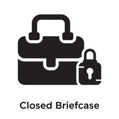 Closed Briefcase Silhouette icon vector sign and symbol isolated on white background, Closed Briefcase Silhouette logo concept