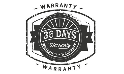 36 days warranty icon vintage rubber stamp guarantee