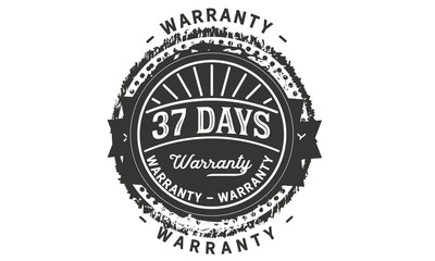 37 days warranty icon vintage rubber stamp guarantee