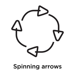 Spinning arrows icon vector sign and symbol isolated on white background, Spinning arrows logo concept