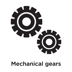 Mechanical gears icon vector sign and symbol isolated on white background, Mechanical gears logo concept