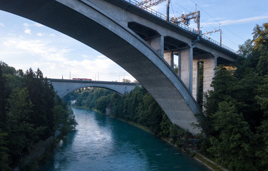 Fototapeta na wymiar Bridges over river Aare in Berne